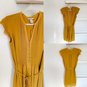 H & M Mustard Yellow Ruffle Sleeve Dress